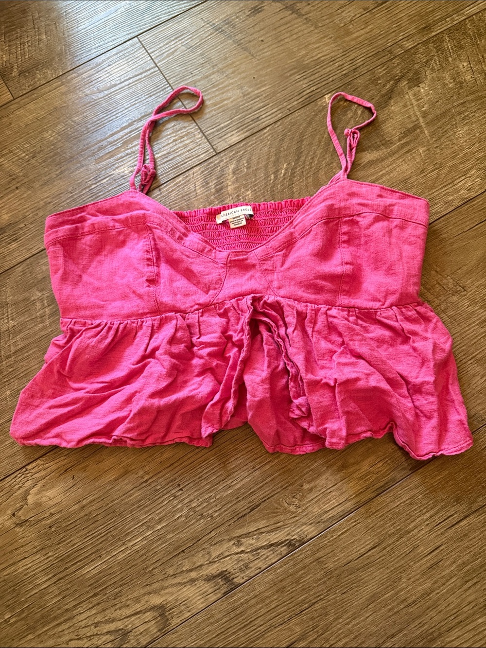 American Eagle Outfitters Hot Pink Peplum Spaghetti-Strap Camisole
